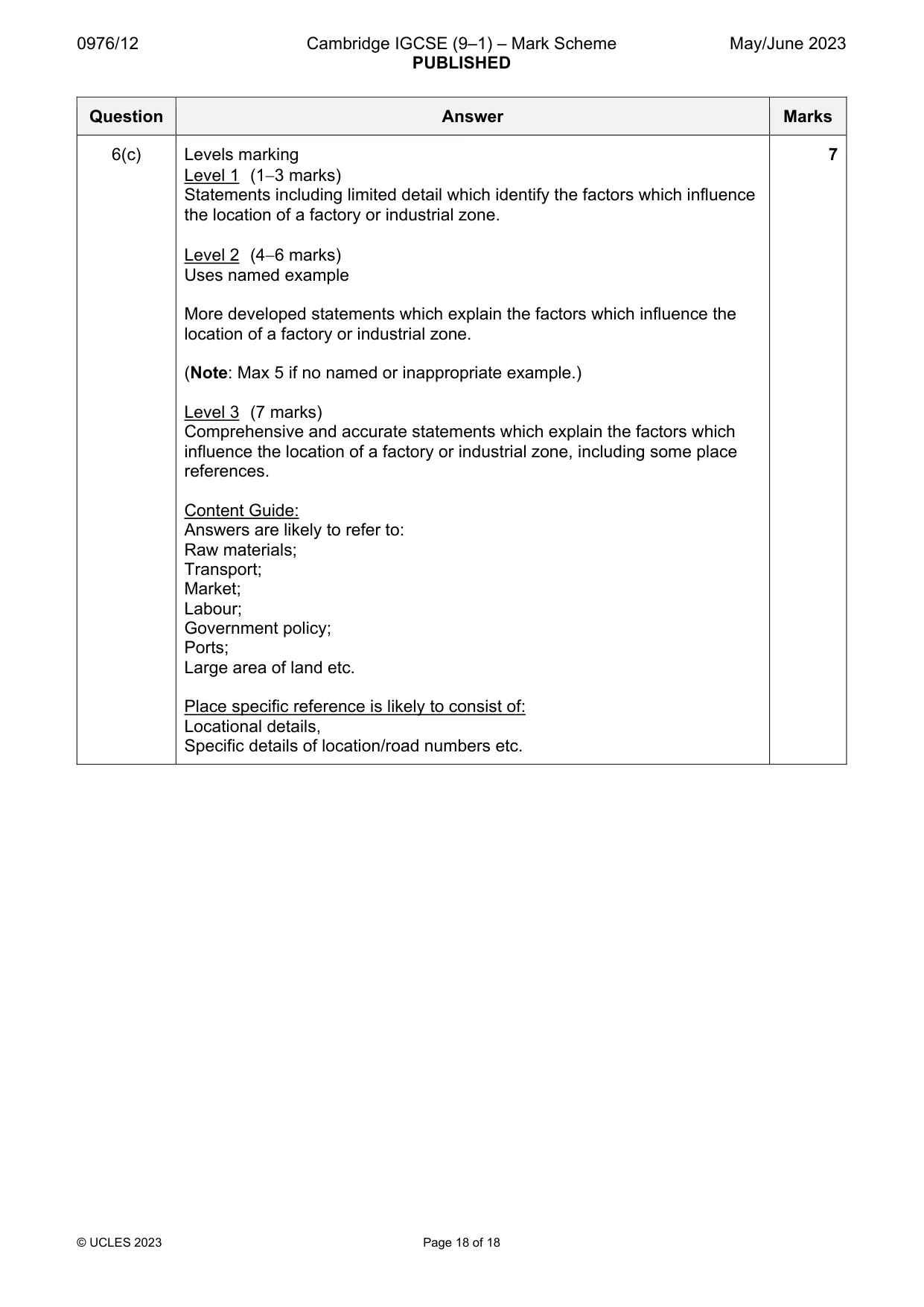 Mark scheme, page 18 of 18