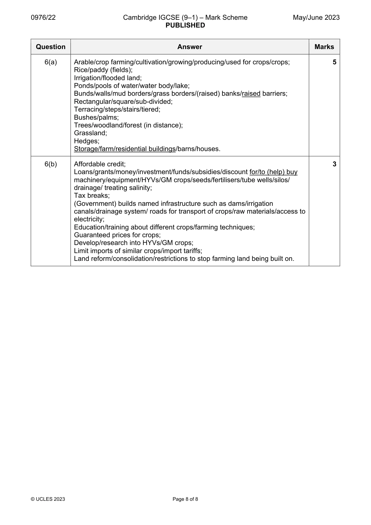 Mark scheme, page 8 of 8