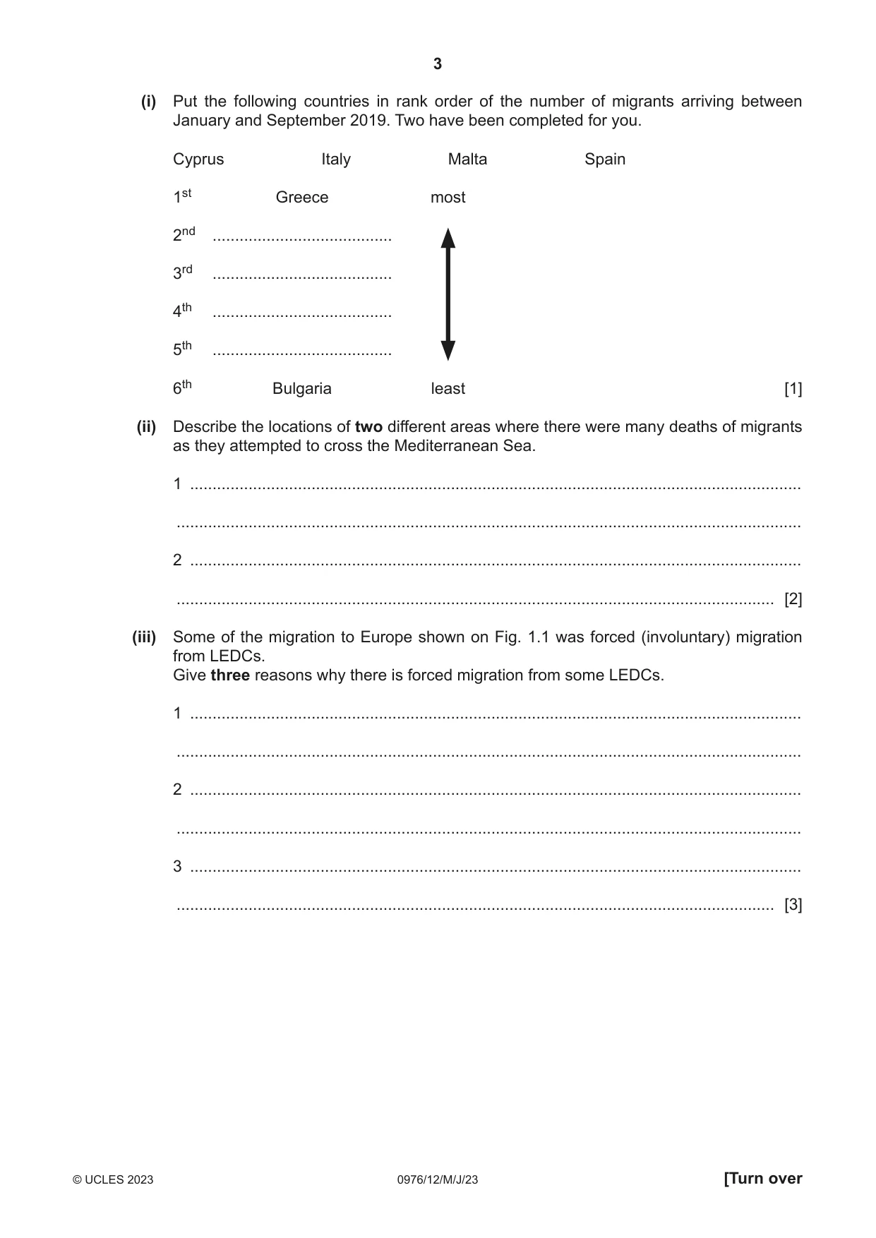 Cambridge IGCSE Geography (9-1) 0976 2023 May/June Paper 1 · Variant 2 question paper, page 3 of 32