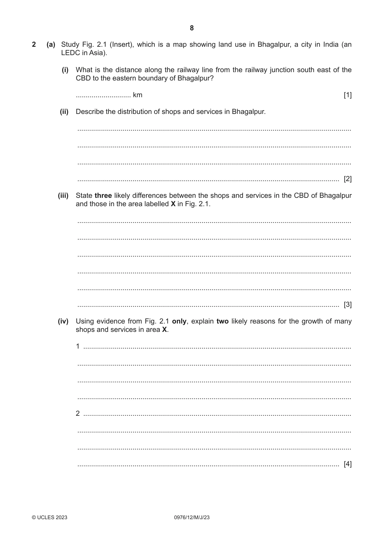 Cambridge IGCSE Geography (9-1) 0976 2023 May/June Paper 1 · Variant 2 question paper, page 8 of 32