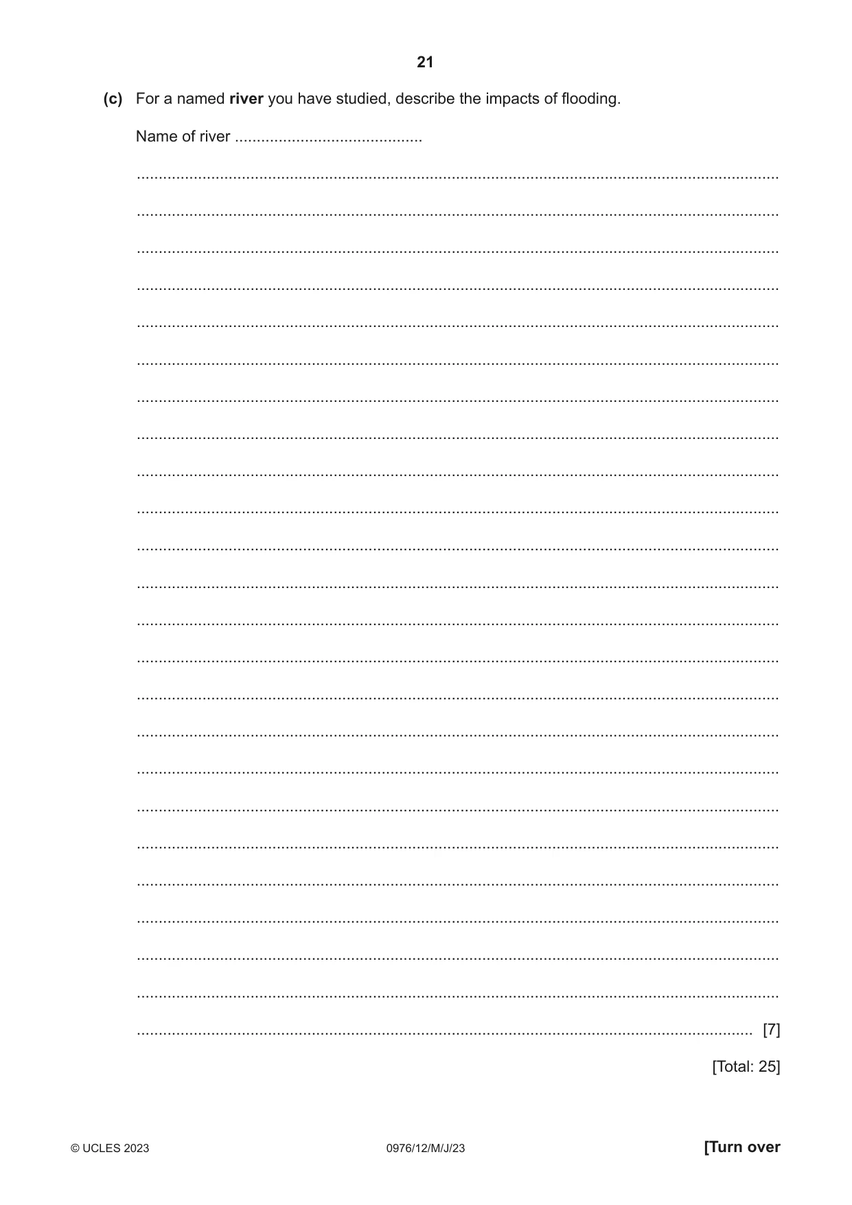 Cambridge IGCSE Geography (9-1) 0976 2023 May/June Paper 1 · Variant 2 question paper, page 21 of 32