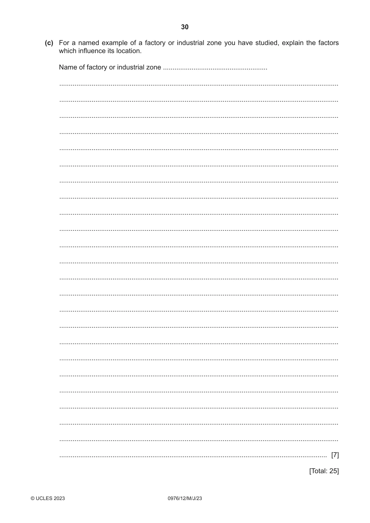 Cambridge IGCSE Geography (9-1) 0976 2023 May/June Paper 1 · Variant 2 question paper, page 30 of 32