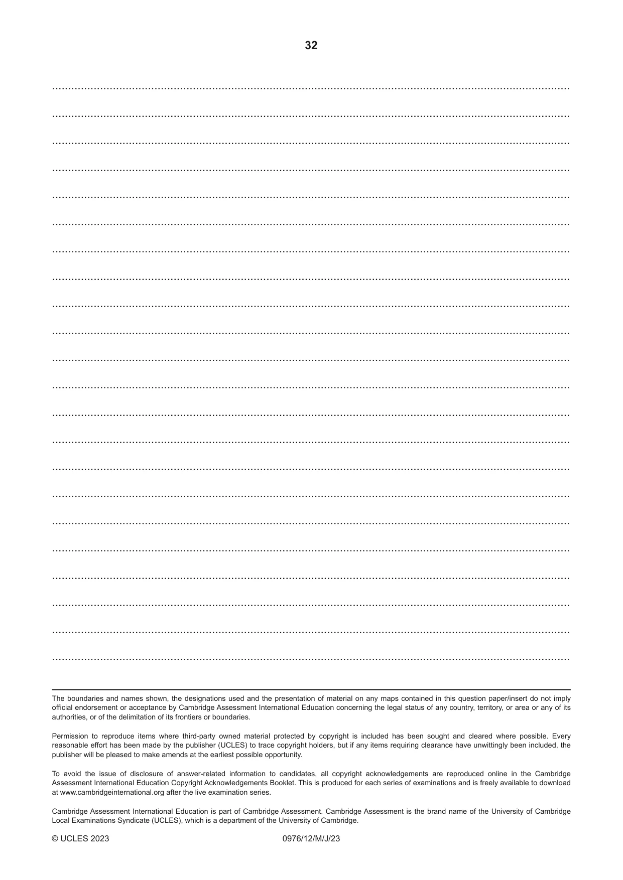 Cambridge IGCSE Geography (9-1) 0976 2023 May/June Paper 1 · Variant 2 question paper, page 32 of 32