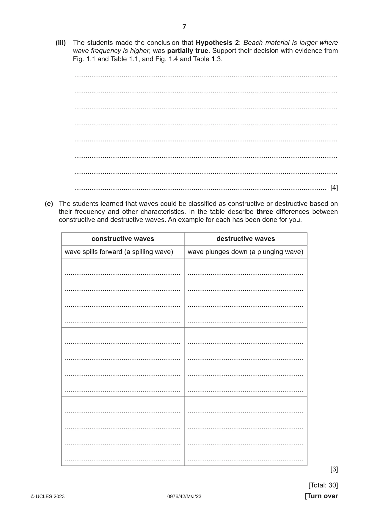 Cambridge IGCSE Geography (9-1) 0976 2023 May/June Paper 4 · Variant 2 question paper, page 7 of 20