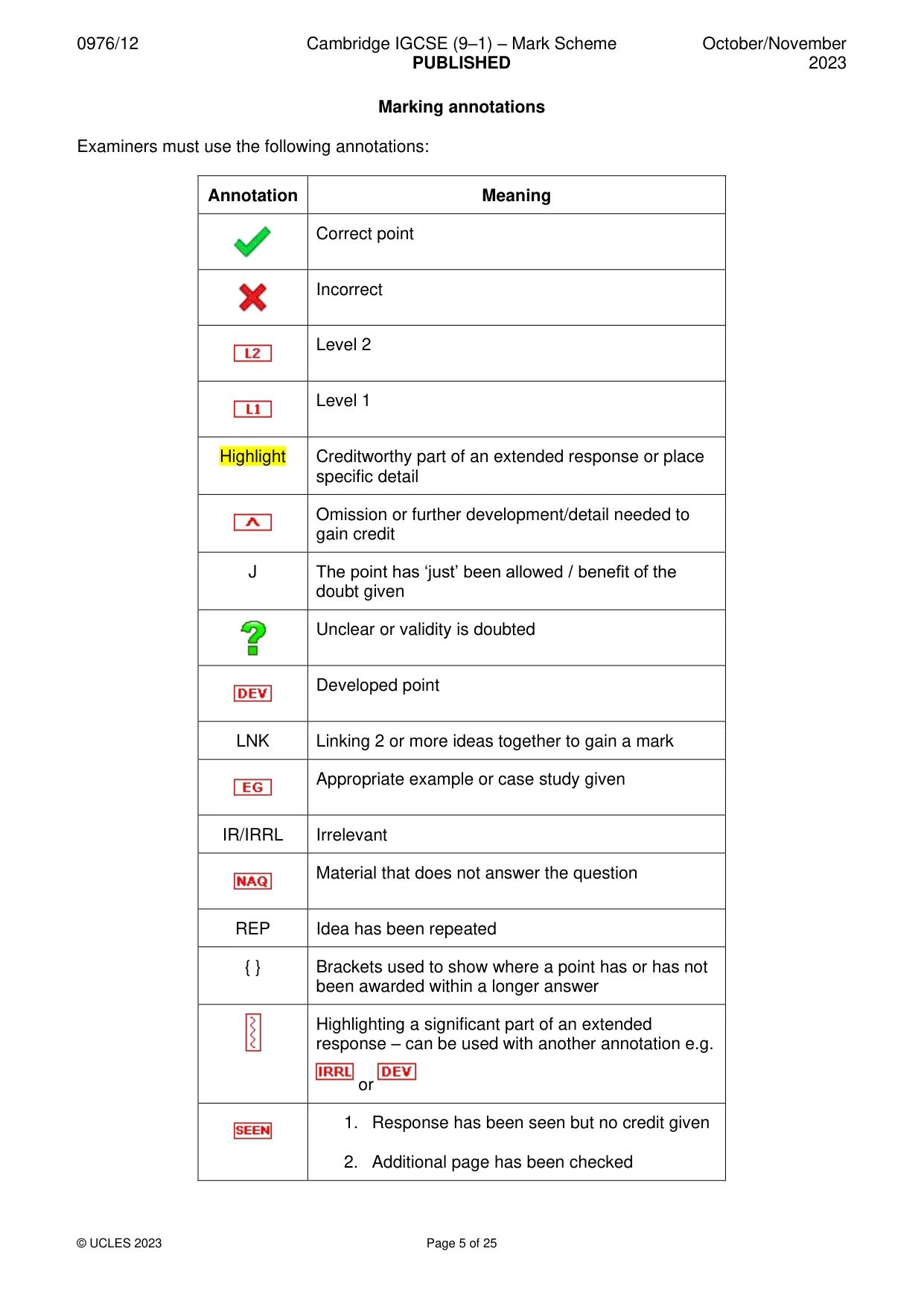 Mark scheme, page 5 of 25