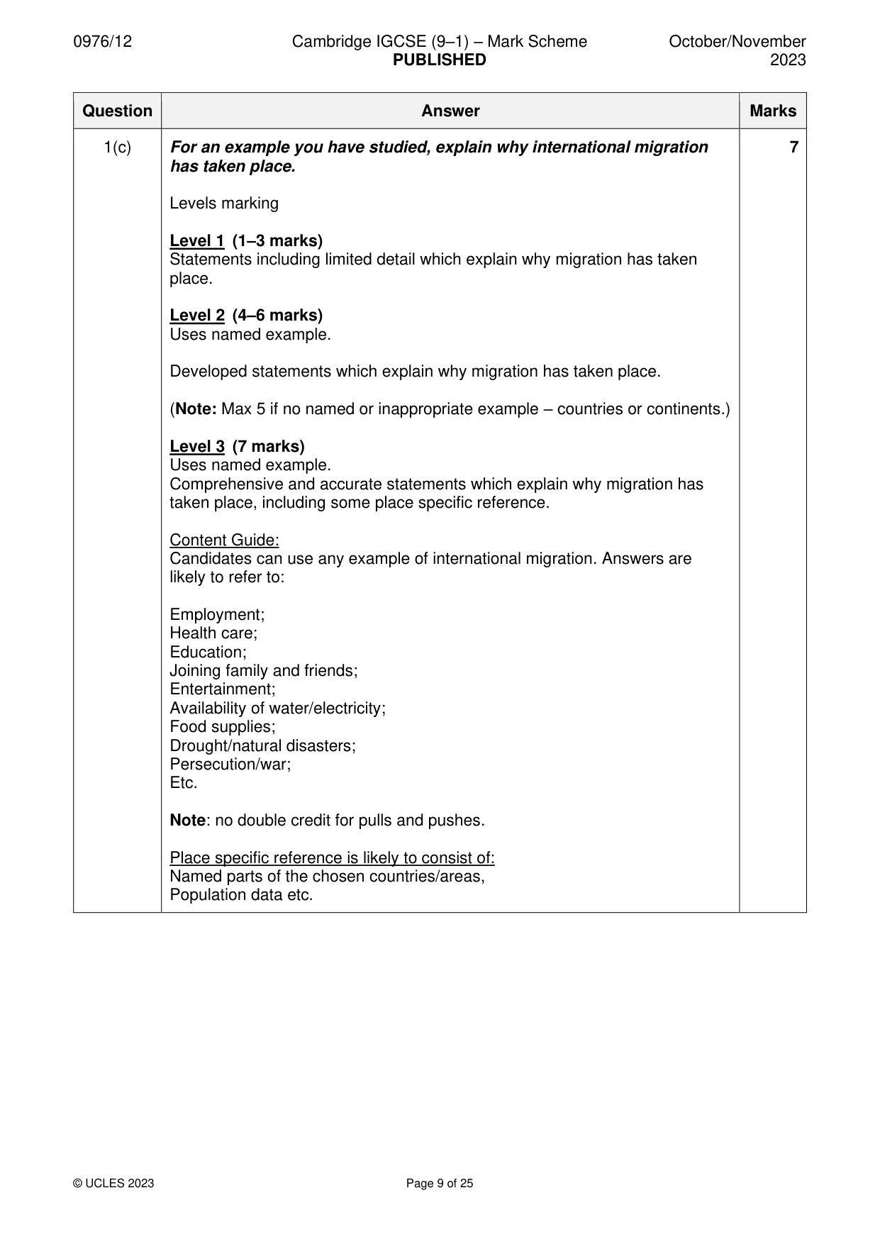 Mark scheme, page 9 of 25