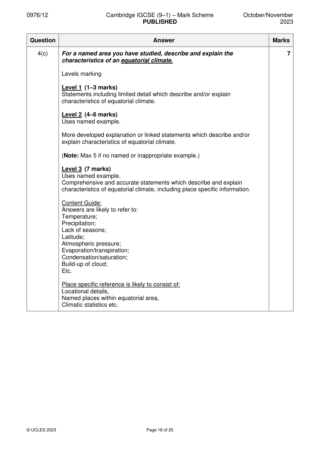 Mark scheme, page 18 of 25