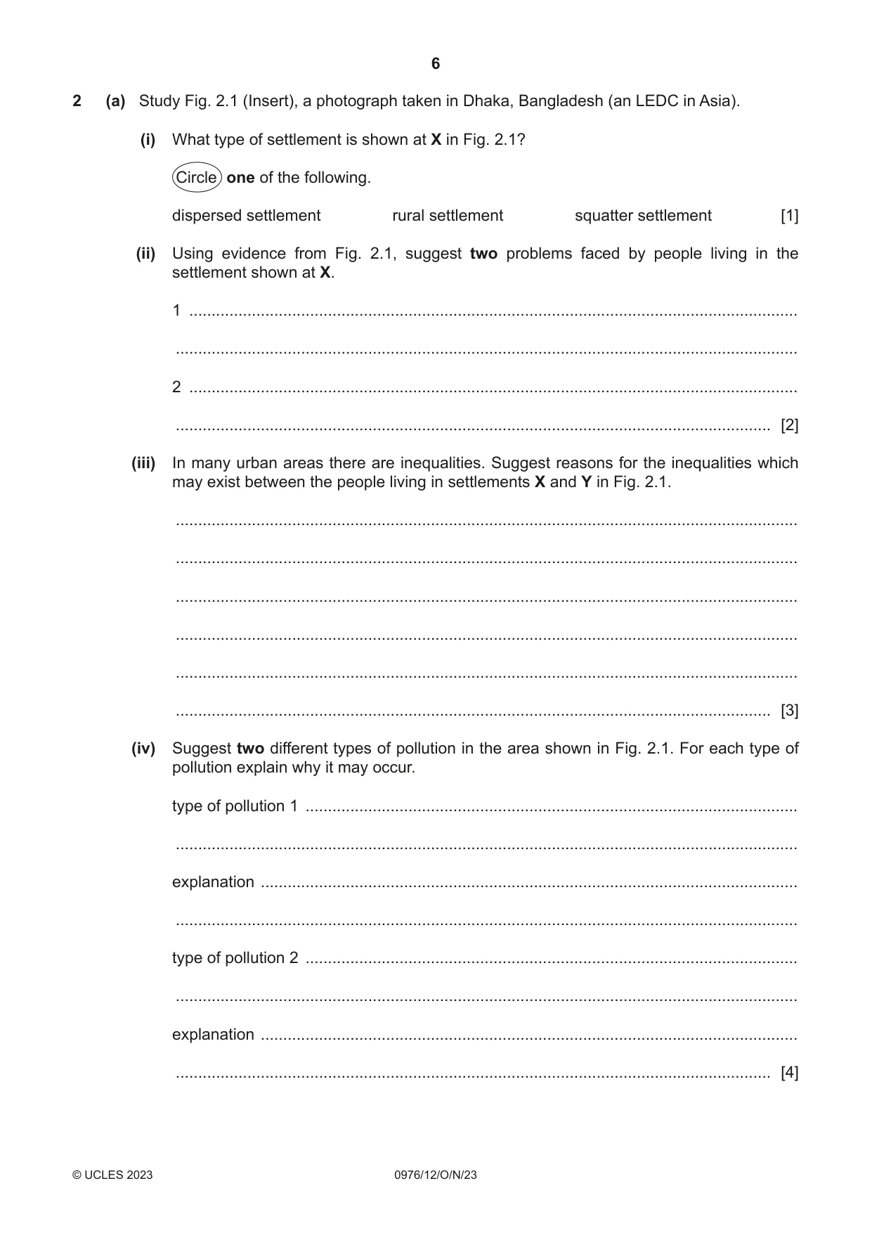 Cambridge IGCSE Geography (9-1) 0976 2023 Oct/Nov Paper 1 · Variant 2 question paper, page 6 of 28