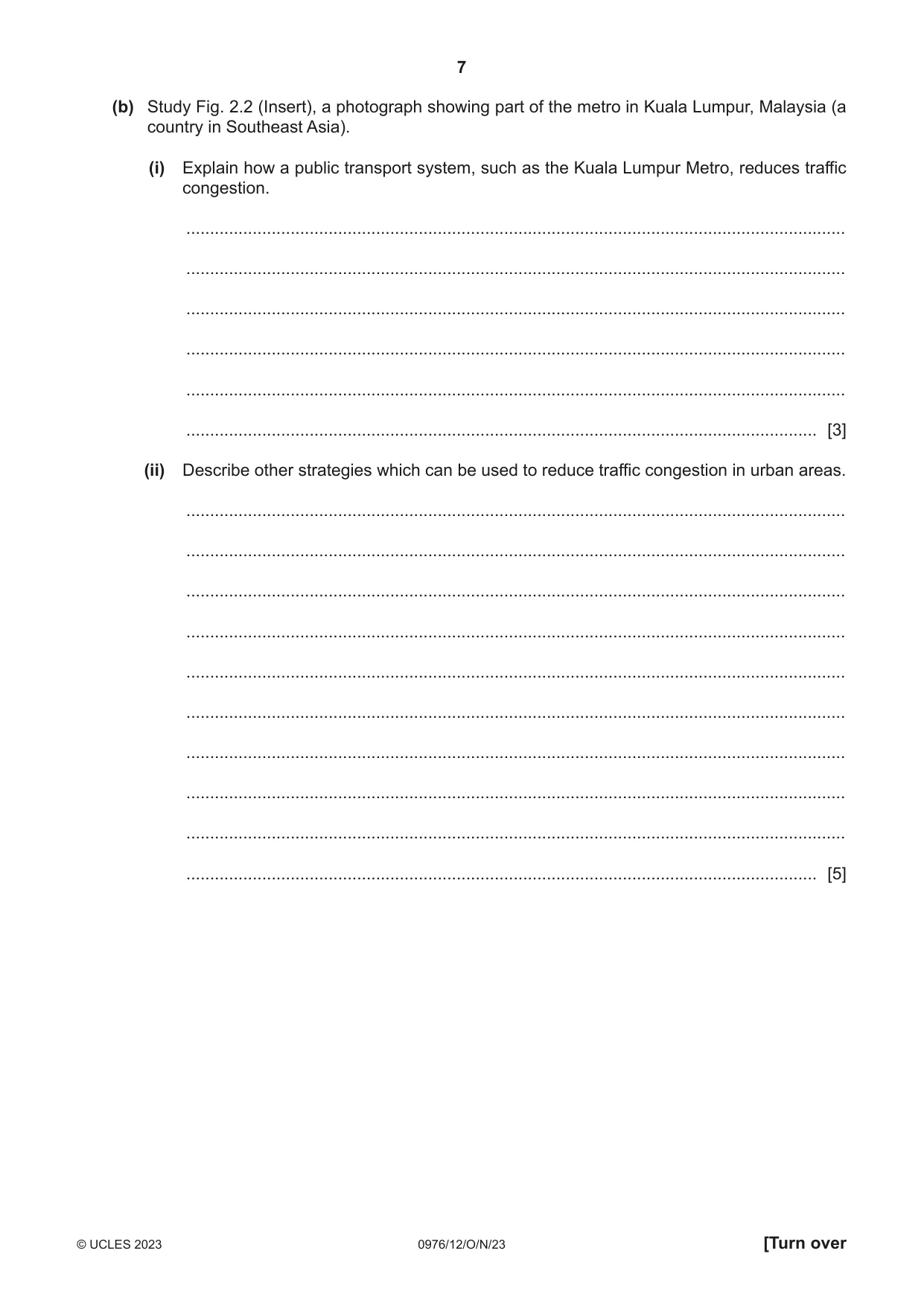 Cambridge IGCSE Geography (9-1) 0976 2023 Oct/Nov Paper 1 · Variant 2 question paper, page 7 of 28