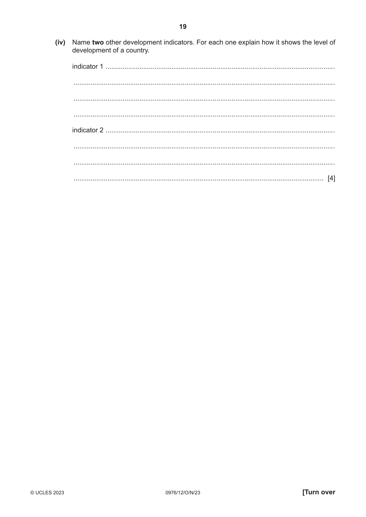 Cambridge IGCSE Geography (9-1) 0976 2023 Oct/Nov Paper 1 · Variant 2 question paper, page 19 of 28