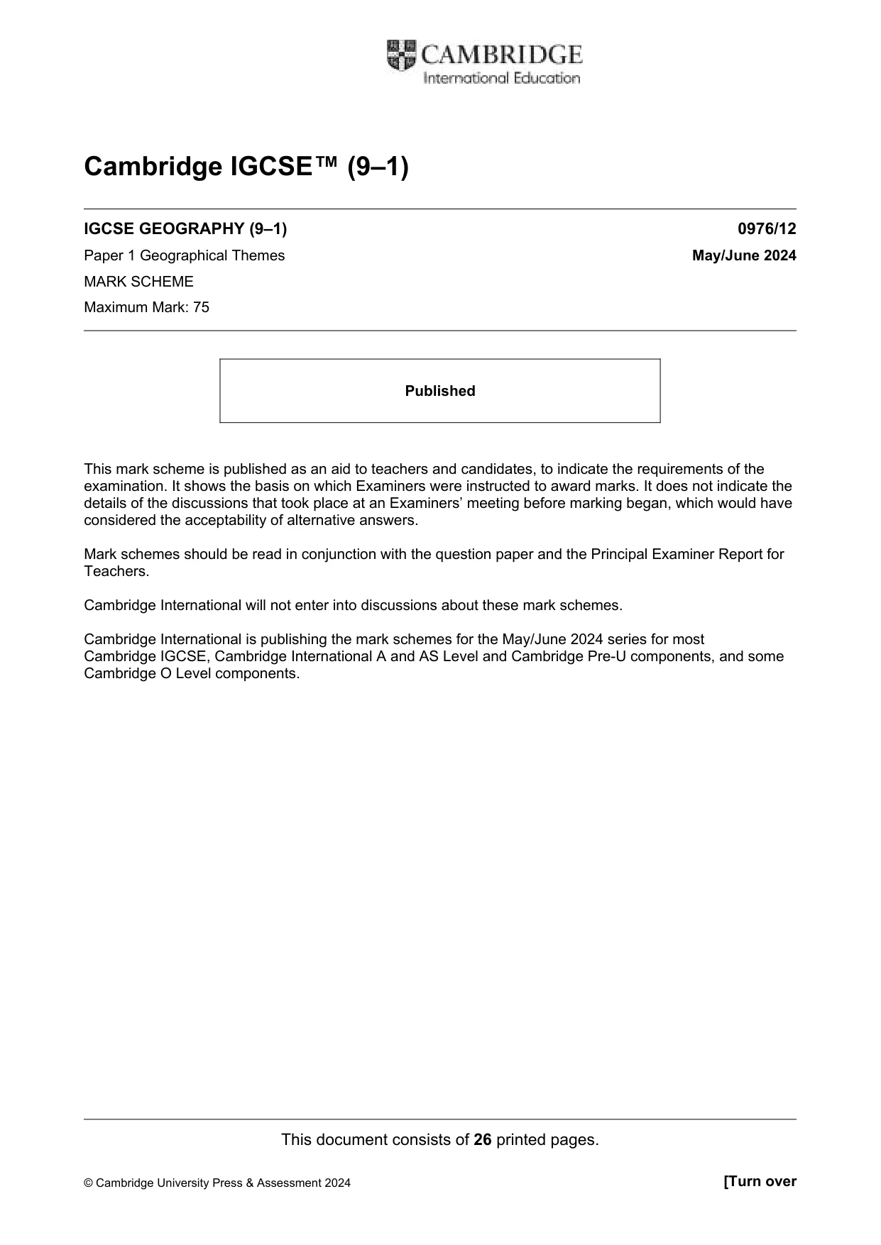 Mark scheme, page 1 of 26