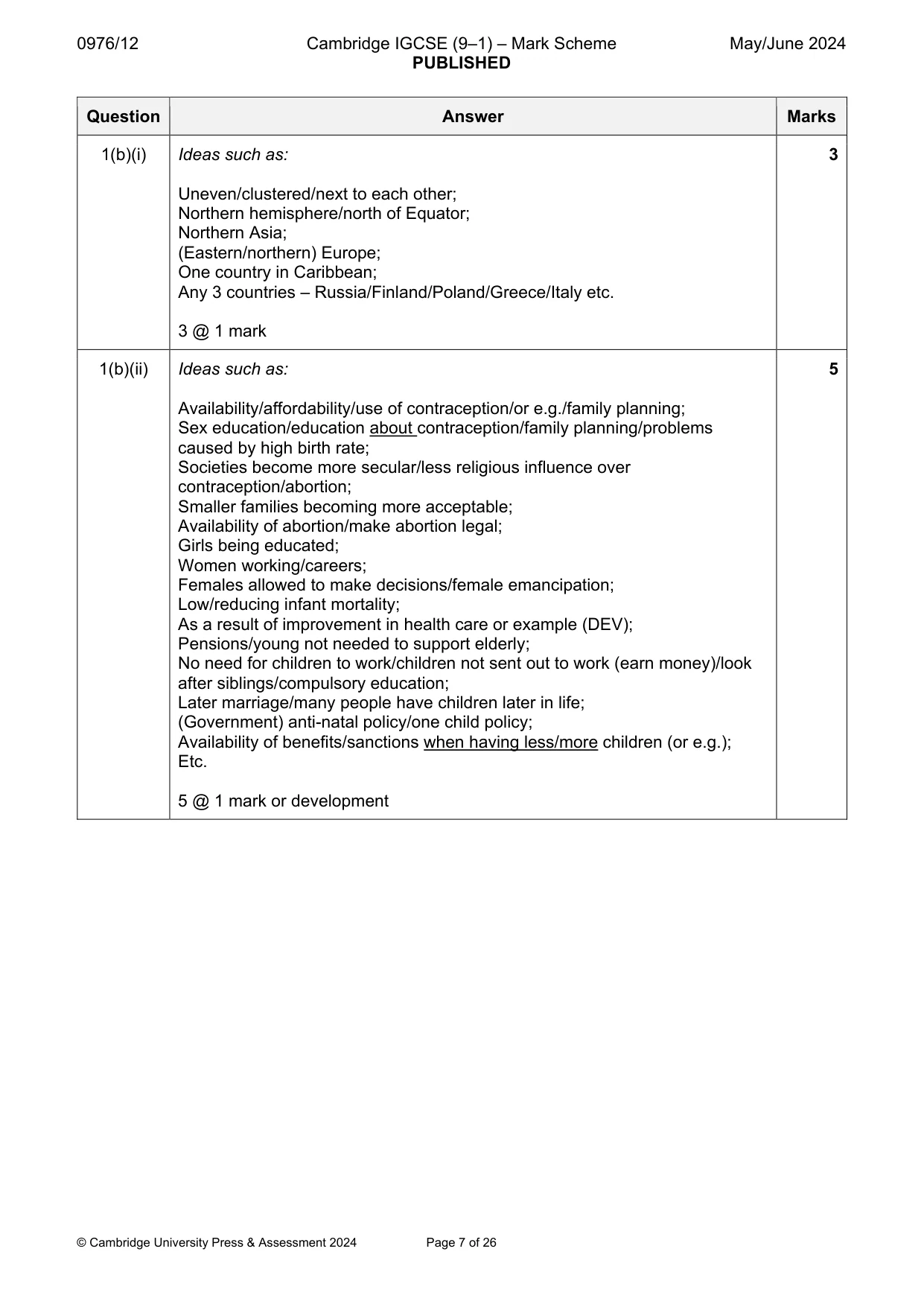 Mark scheme, page 7 of 26