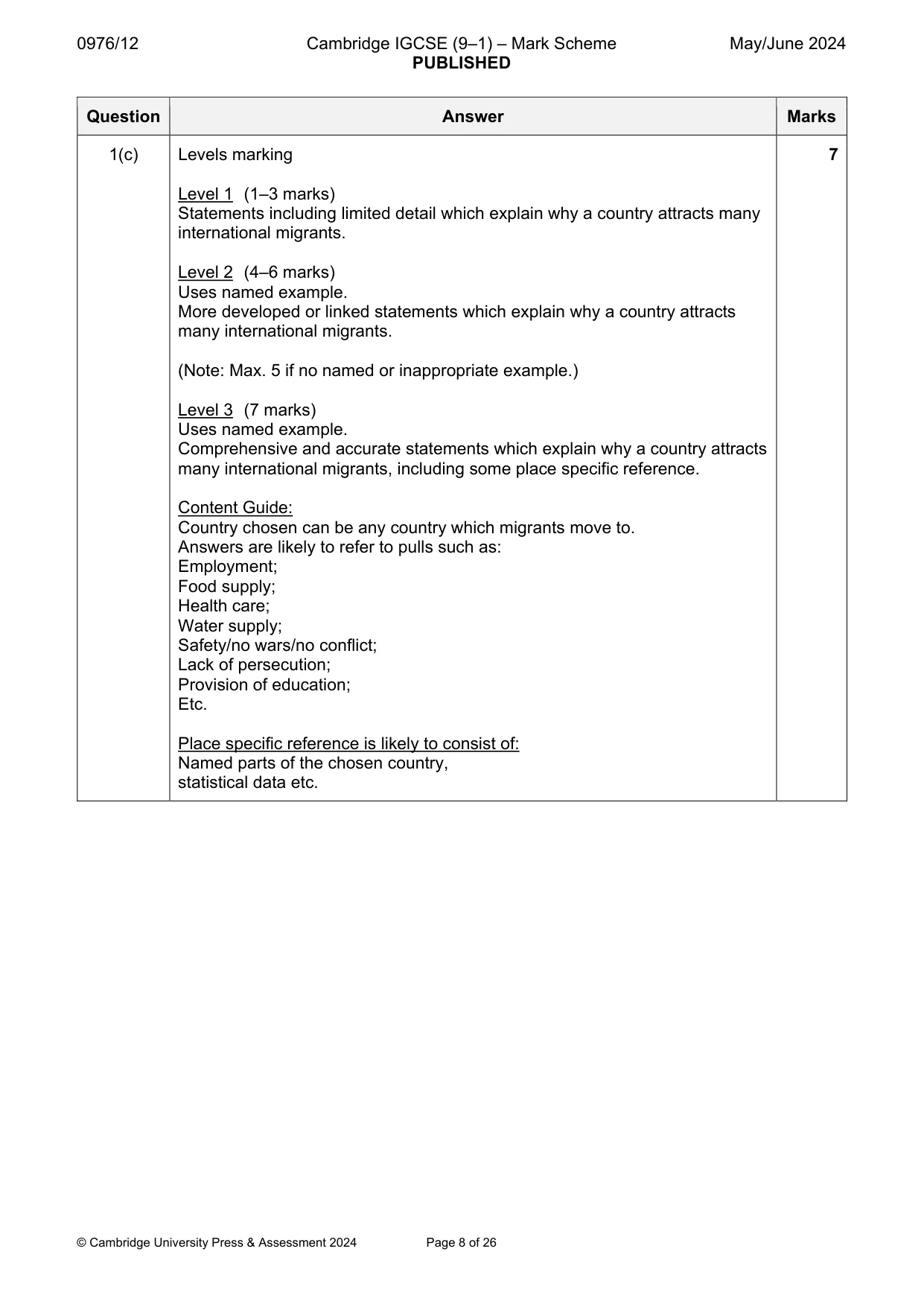 Mark scheme, page 8 of 26