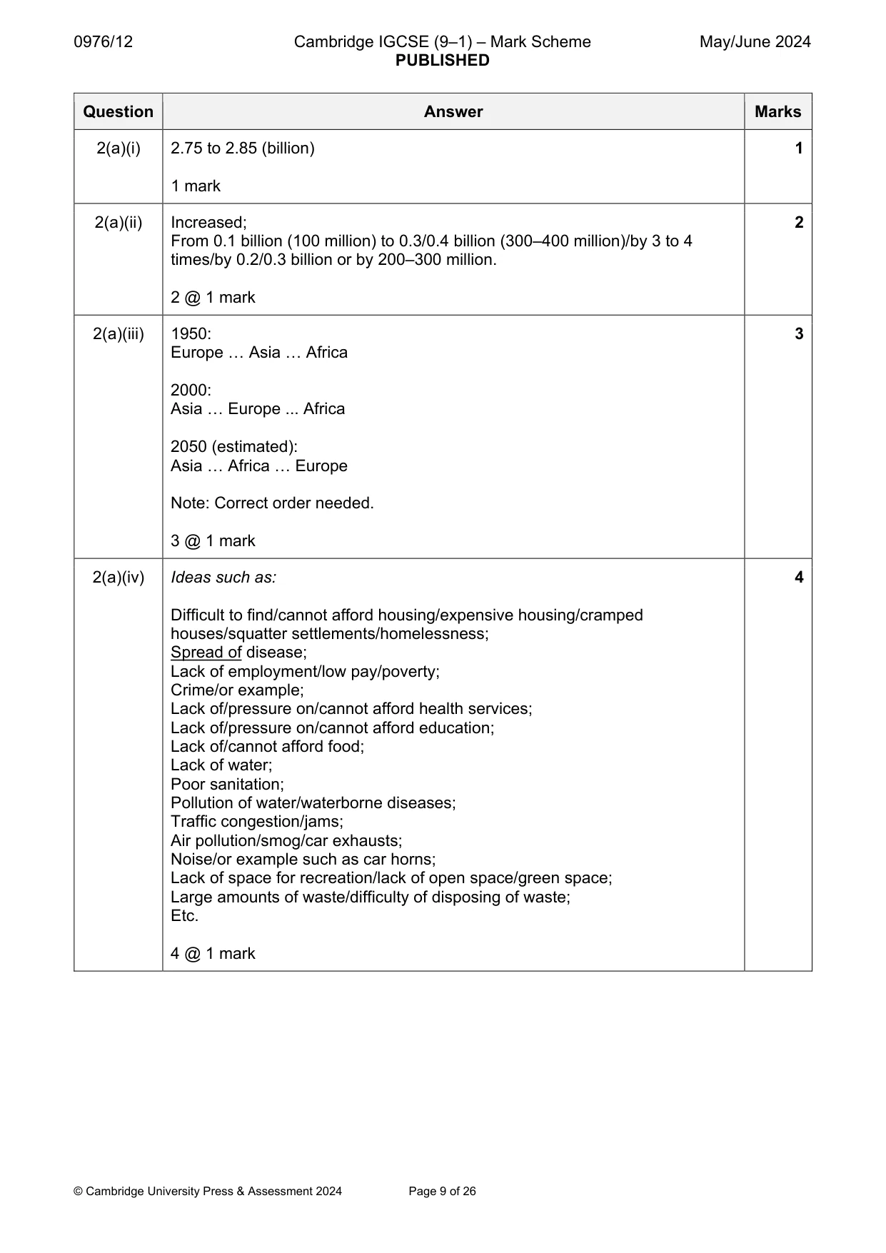 Mark scheme, page 9 of 26