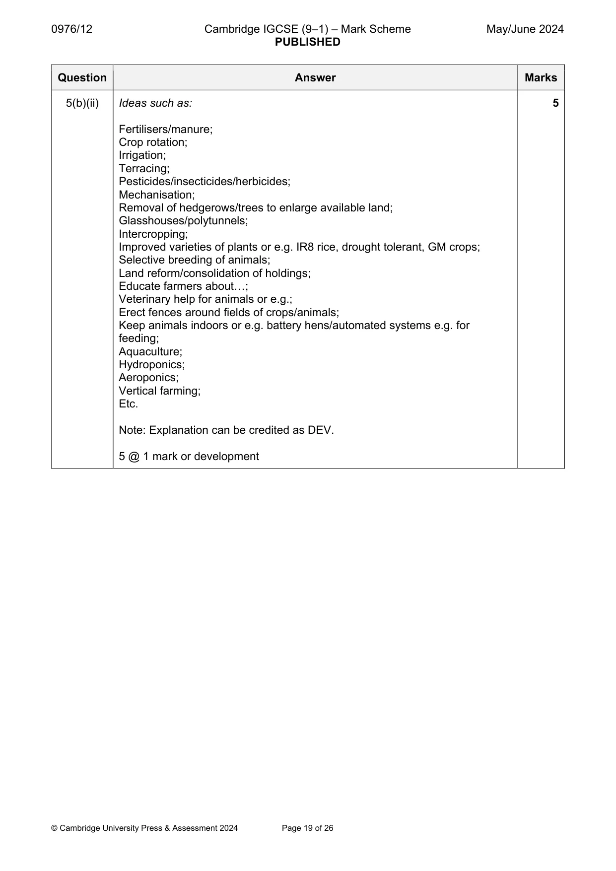 Mark scheme, page 19 of 26