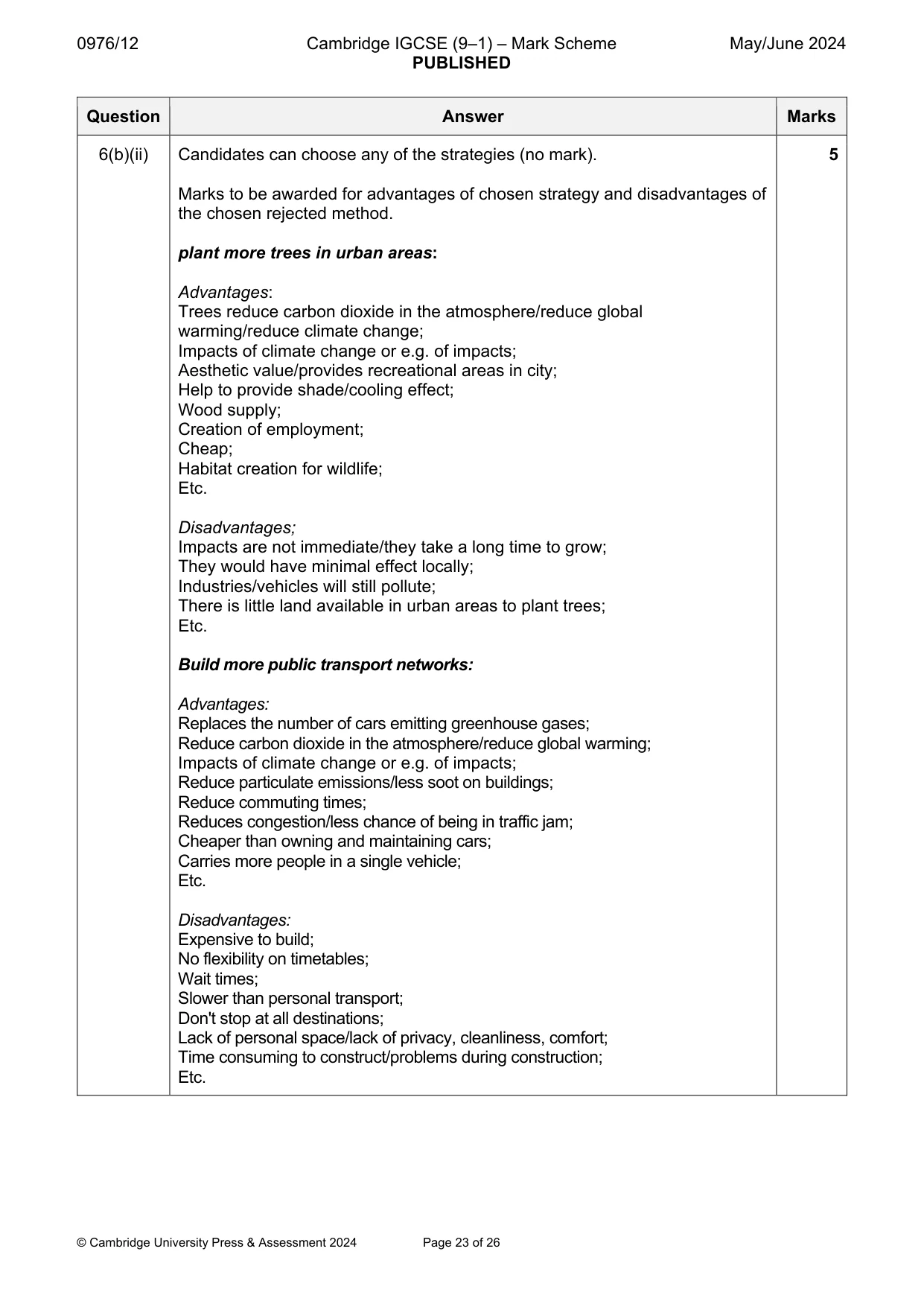 Mark scheme, page 23 of 26