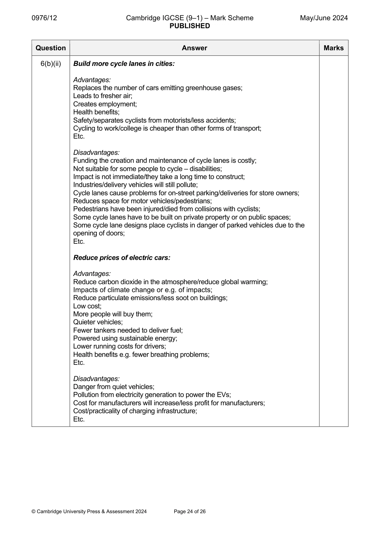Mark scheme, page 24 of 26