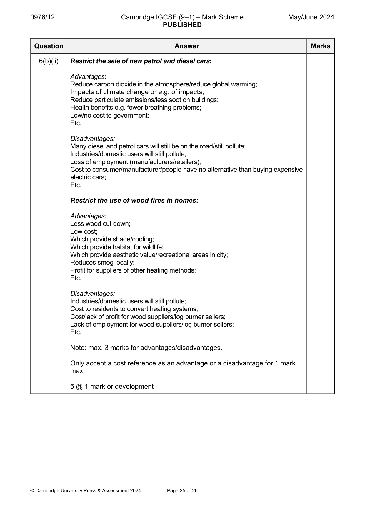 Mark scheme, page 25 of 26