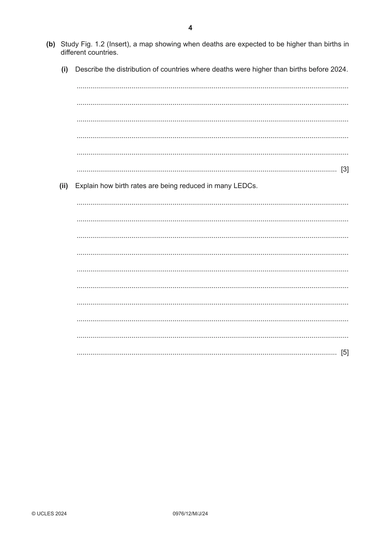 Cambridge IGCSE Geography (9-1) 0976 2024 May/June Paper 1 · Variant 2 question paper, page 4 of 24