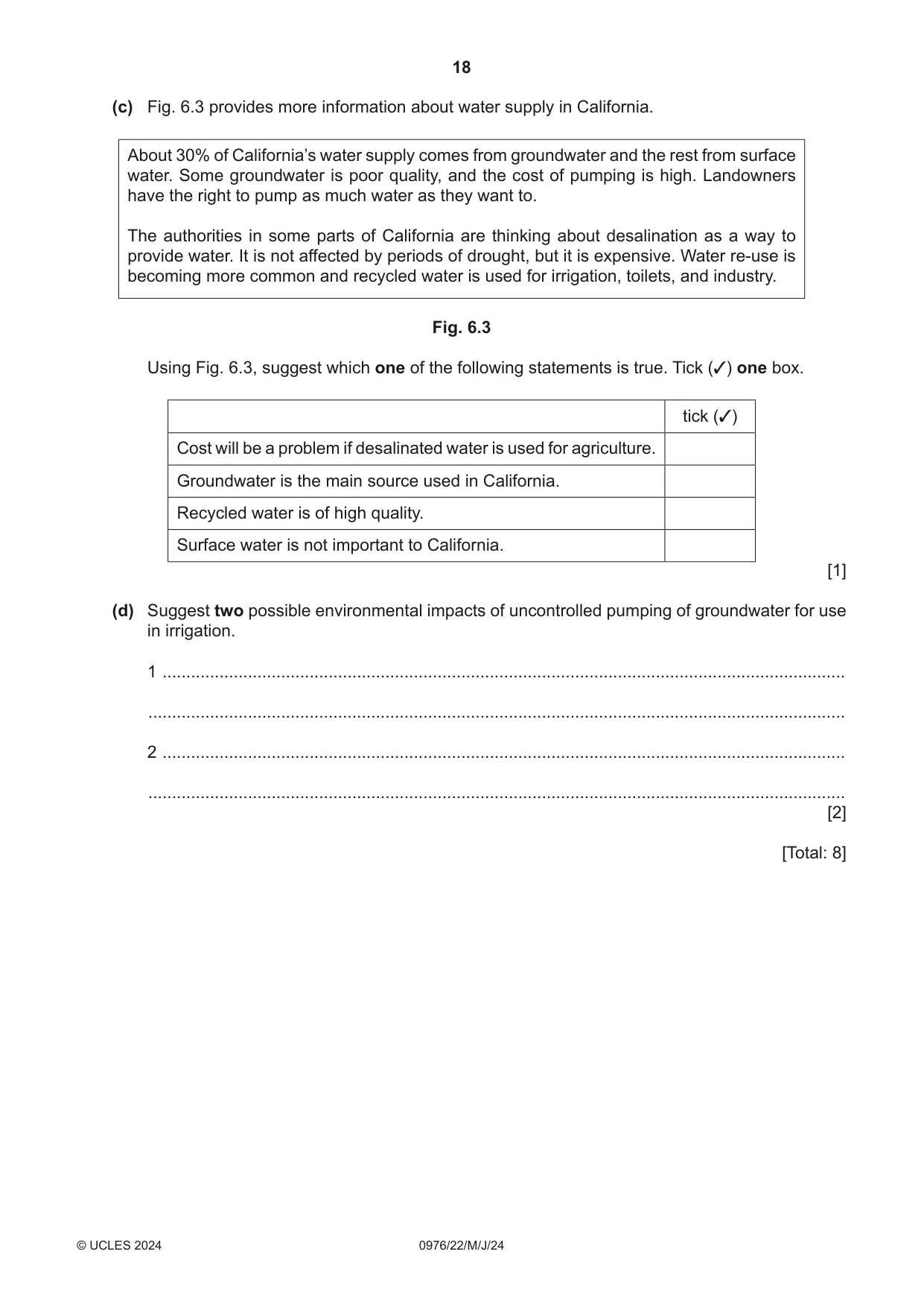 Cambridge IGCSE Geography (9-1) 0976 2024 May/June Paper 2 · Variant 2 question paper, page 18 of 20