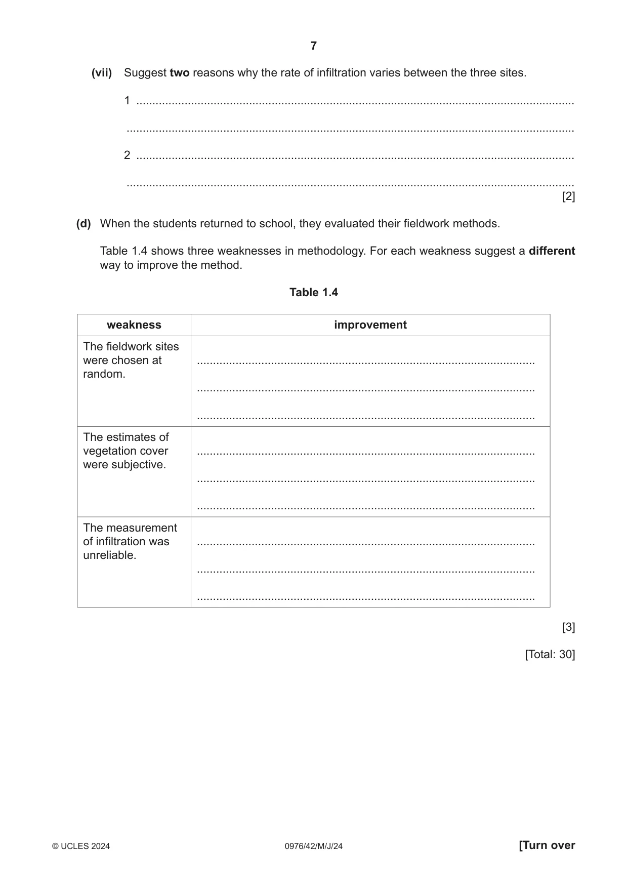 Cambridge IGCSE Geography (9-1) 0976 2024 May/June Paper 4 · Variant 2 question paper, page 7 of 20