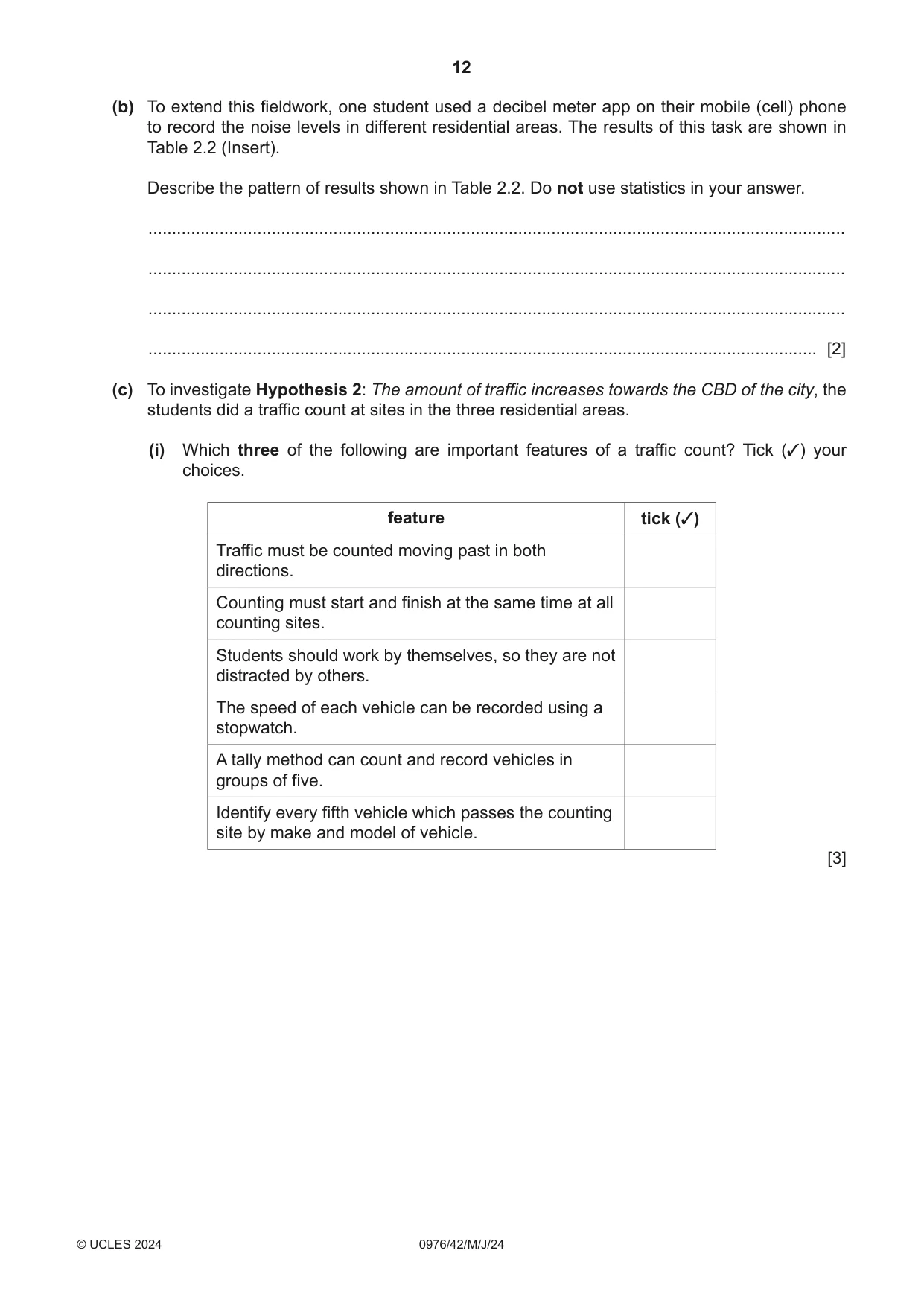 Cambridge IGCSE Geography (9-1) 0976 2024 May/June Paper 4 · Variant 2 question paper, page 12 of 20