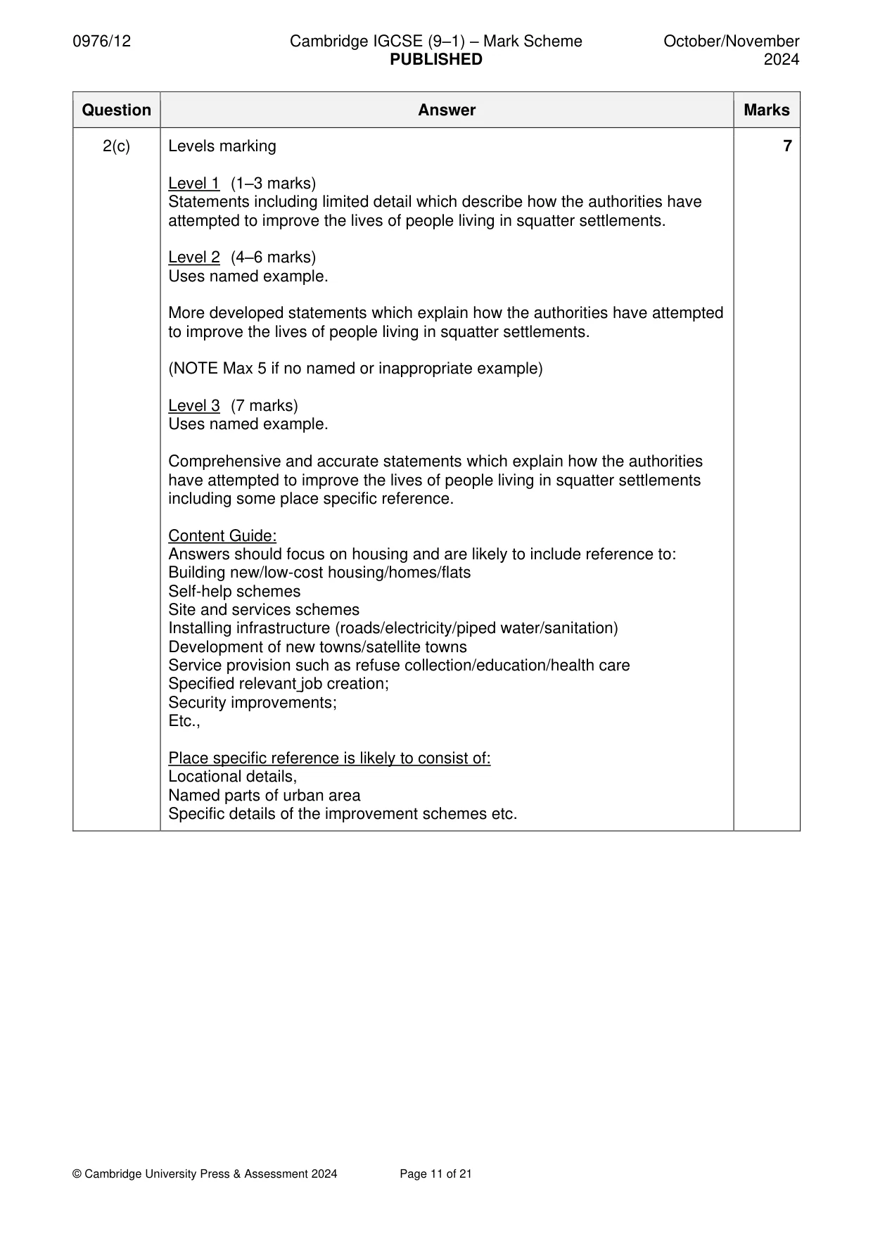 Mark scheme, page 11 of 21