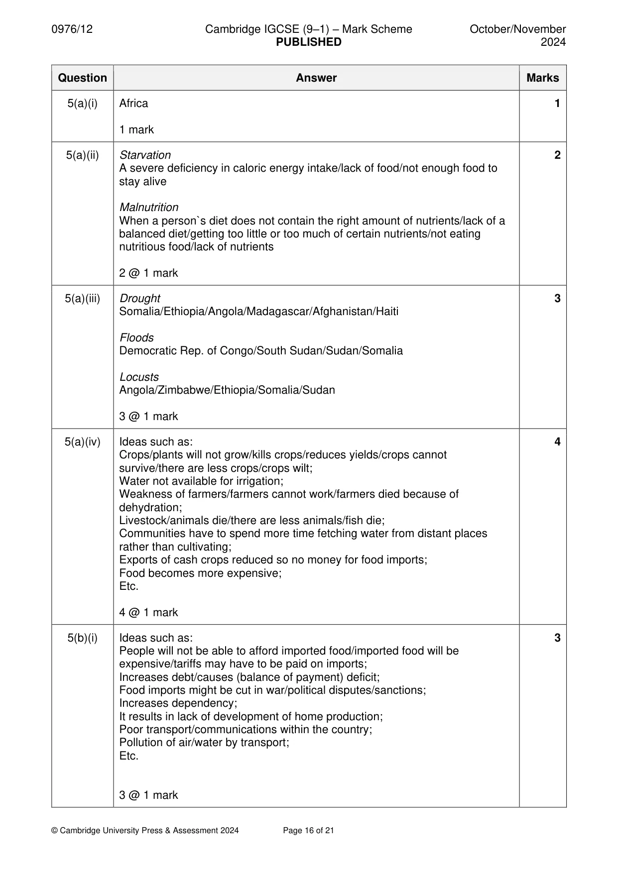 Mark scheme, page 16 of 21