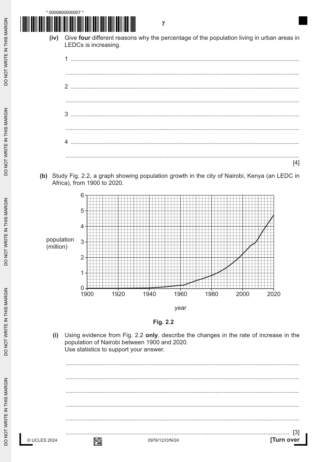 Cambridge IGCSE Geography (9-1) 0976 2024 Oct/Nov Paper 1 · Variant 2 question paper, page 7 of 28