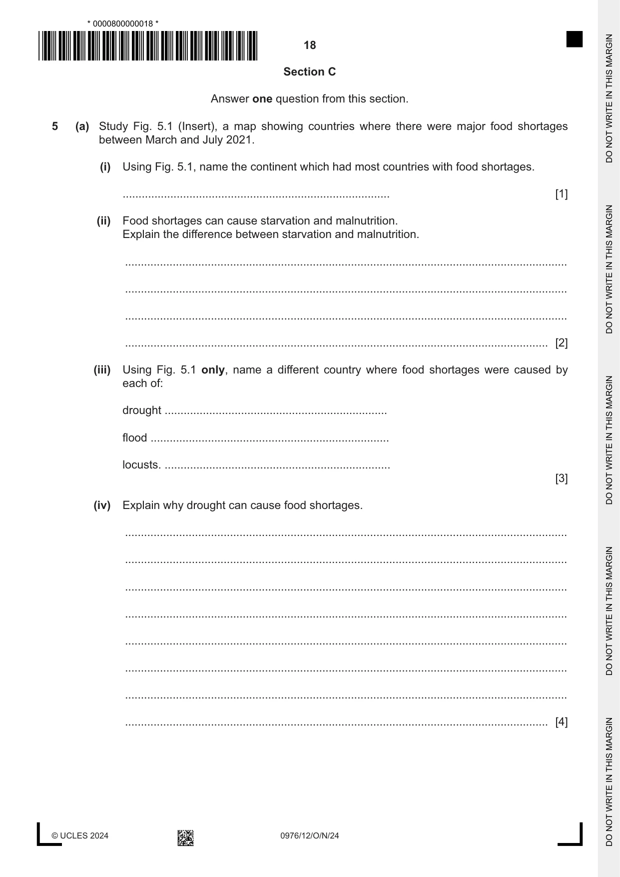 Cambridge IGCSE Geography (9-1) 0976 2024 Oct/Nov Paper 1 · Variant 2 question paper, page 18 of 28