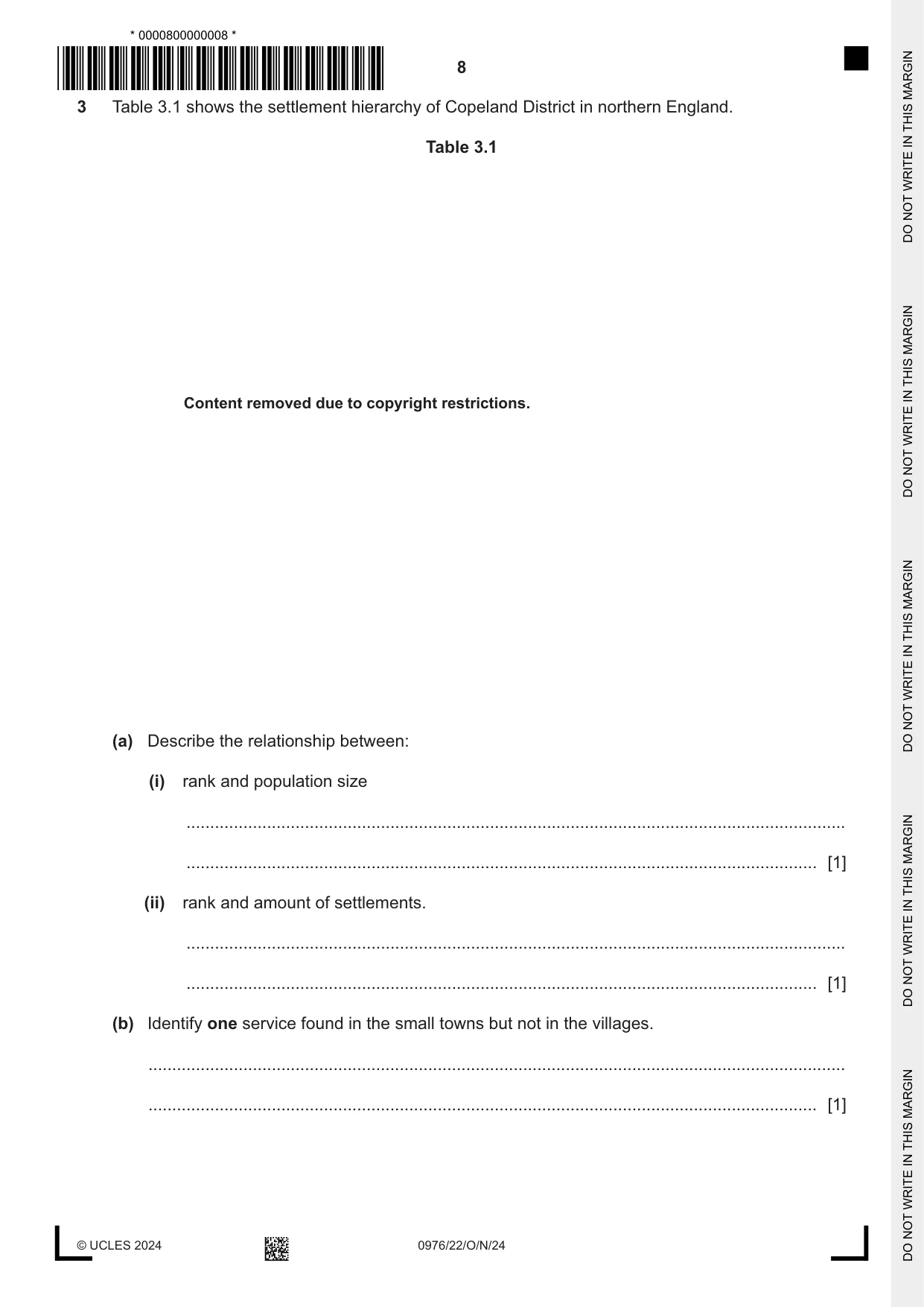 Cambridge IGCSE Geography (9-1) 0976 2024 Oct/Nov Paper 2 · Variant 2 question paper, page 8 of 20