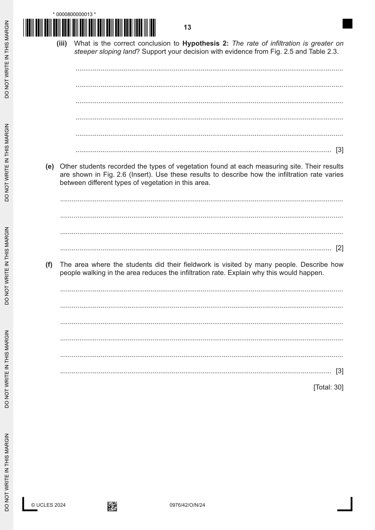 Cambridge IGCSE Geography (9-1) 0976 2024 Oct/Nov Paper 4 · Variant 2 question paper, page 13 of 16