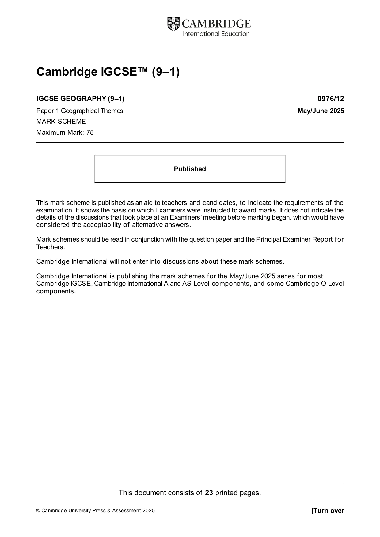 Mark scheme, page 1 of 23