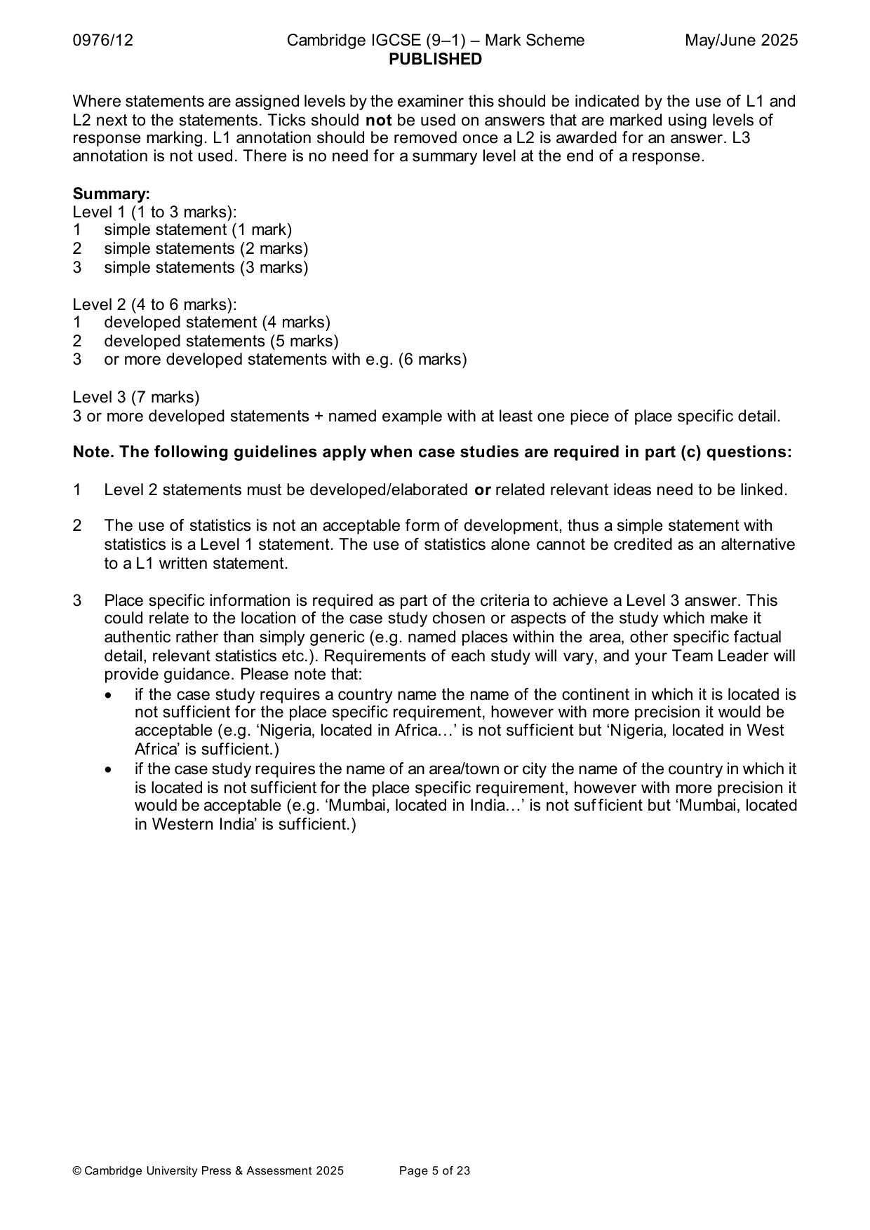 Mark scheme, page 5 of 23