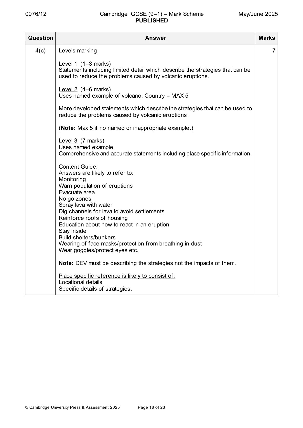 Mark scheme, page 18 of 23