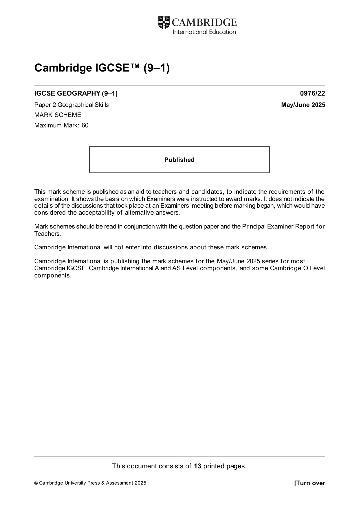 Mark scheme, page 1 of 13
