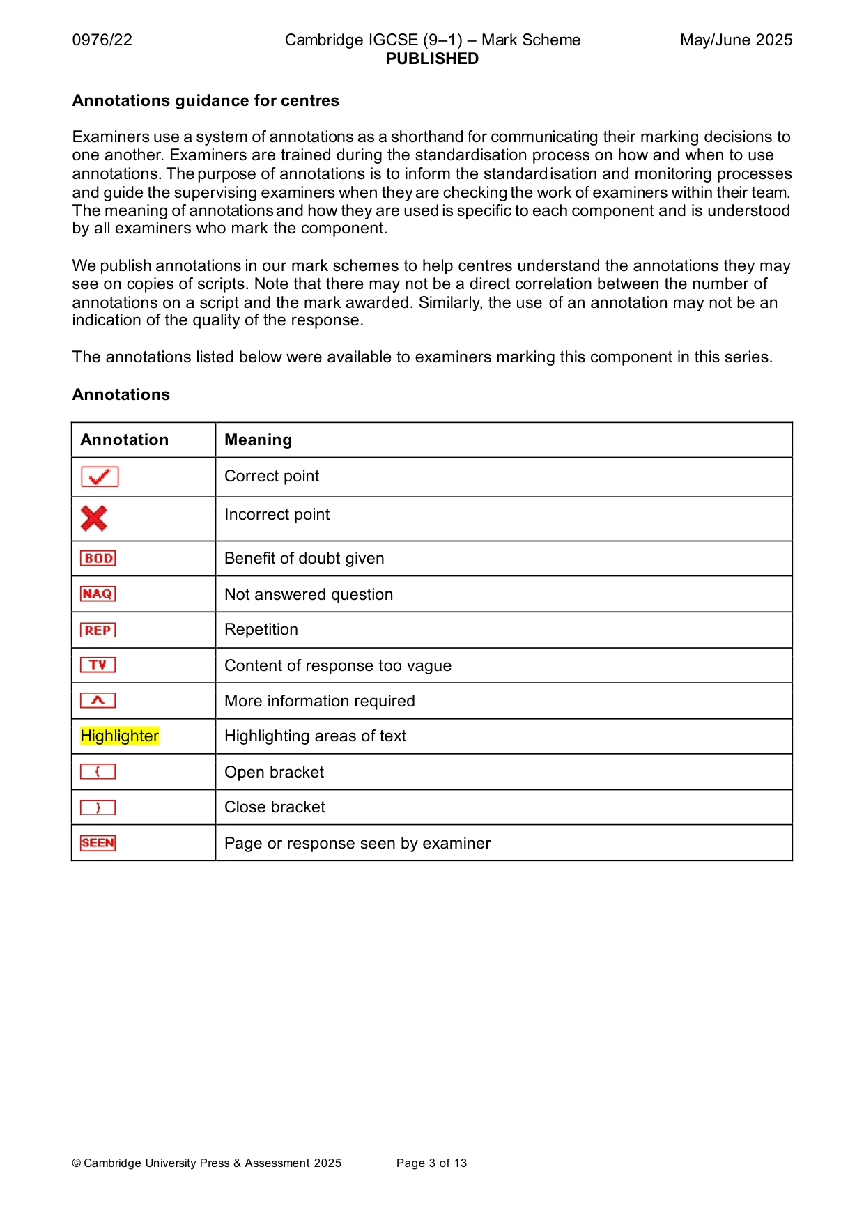 Mark scheme, page 3 of 13