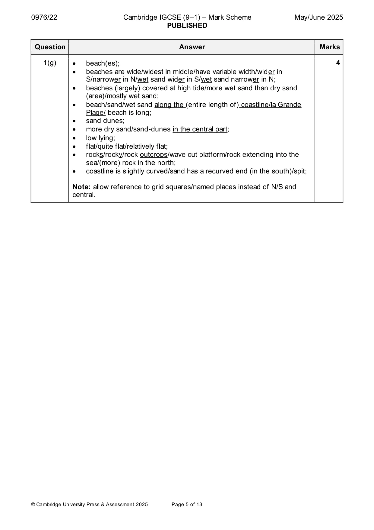 Mark scheme, page 5 of 13