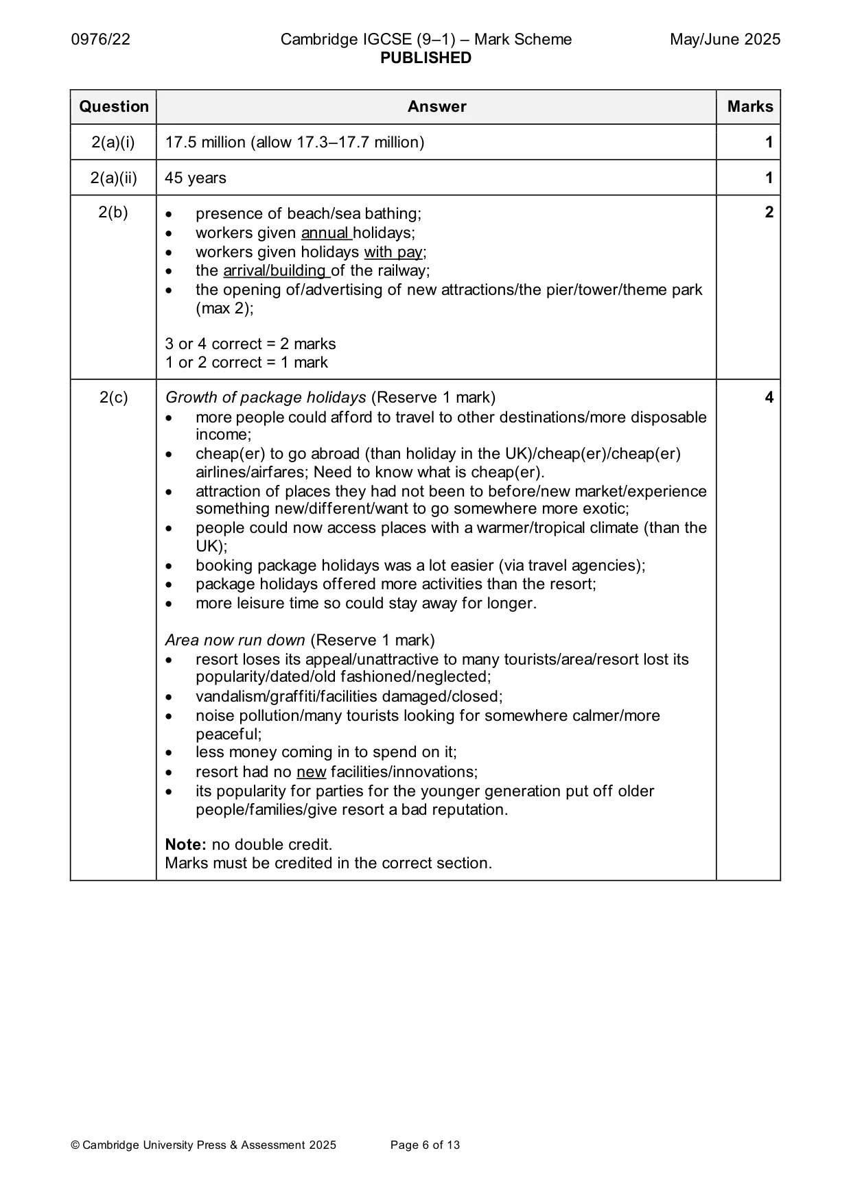 Mark scheme, page 6 of 13