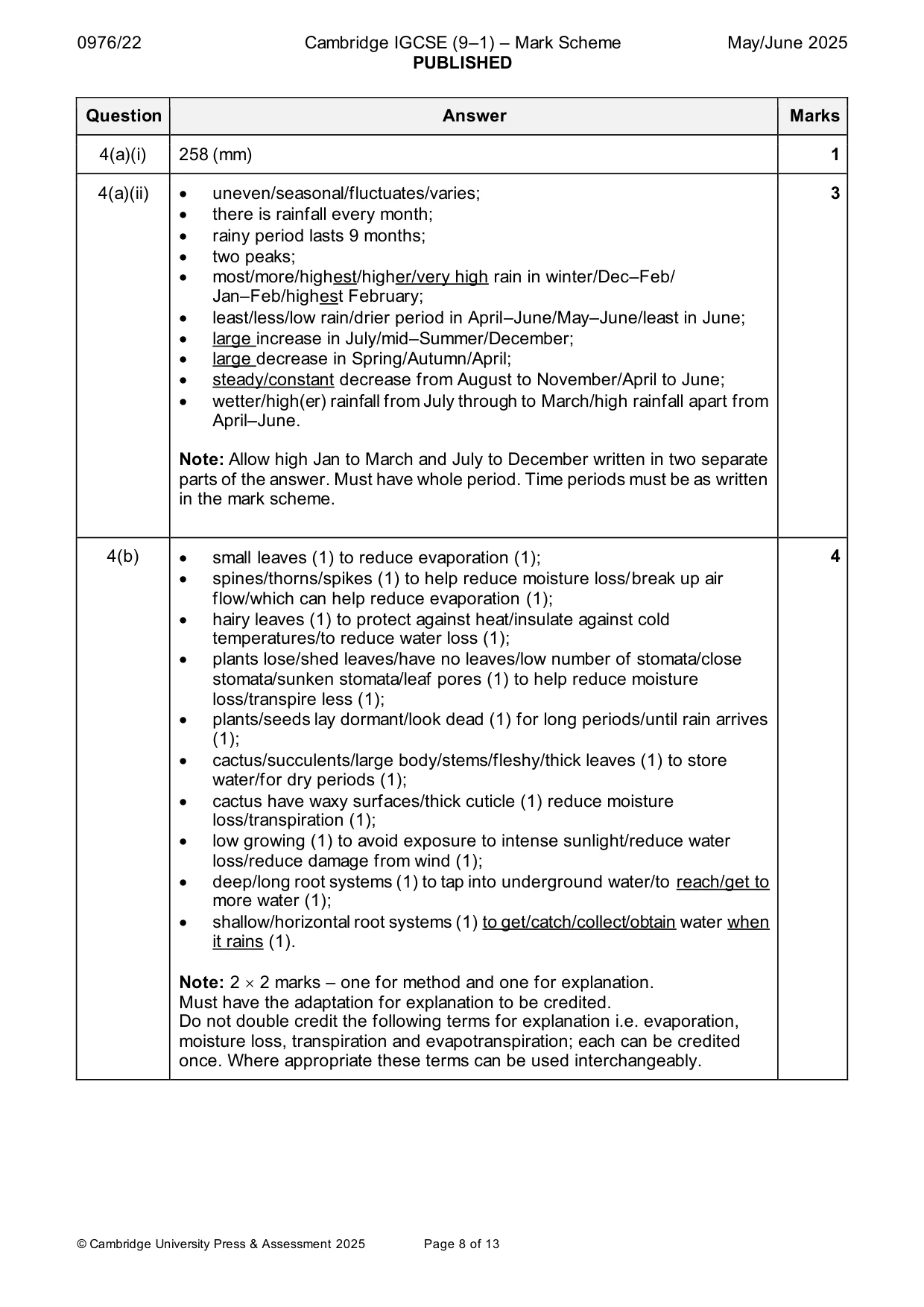 Mark scheme, page 8 of 13