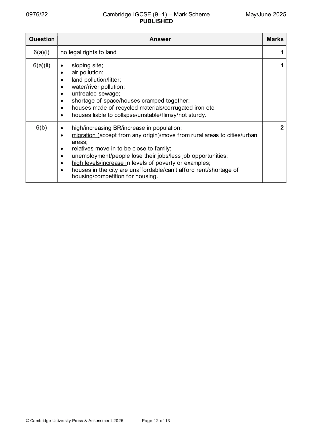 Mark scheme, page 12 of 13
