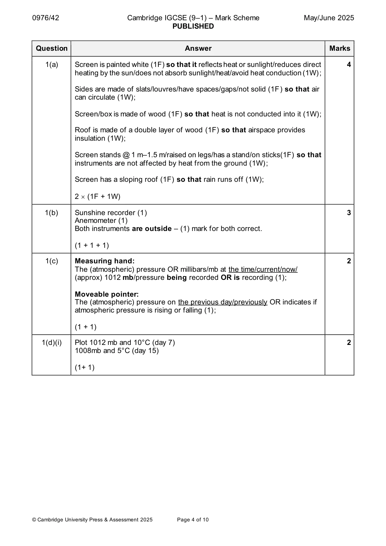 Mark scheme, page 4 of 10