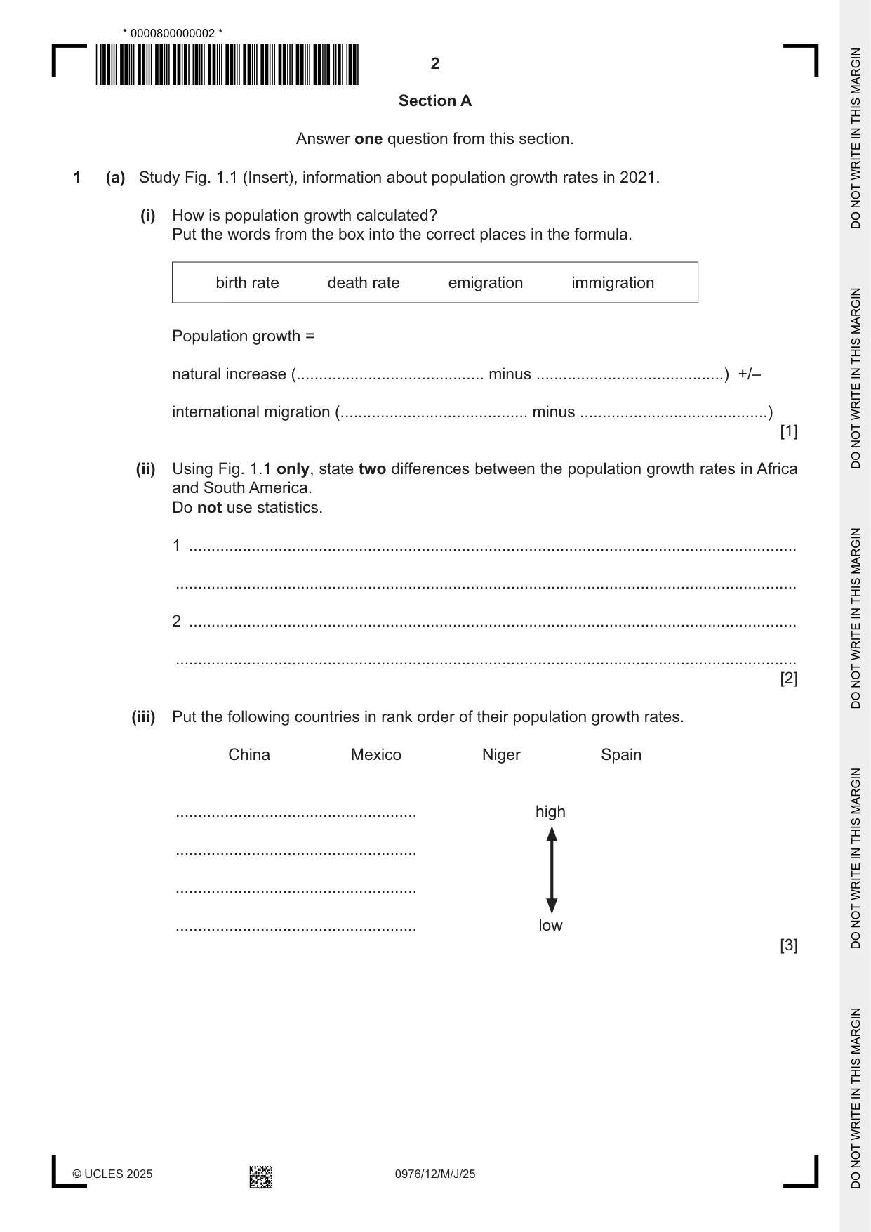 Cambridge IGCSE Geography (9-1) 0976 2025 May/June Paper 1 · Variant 2 question paper, page 2 of 36