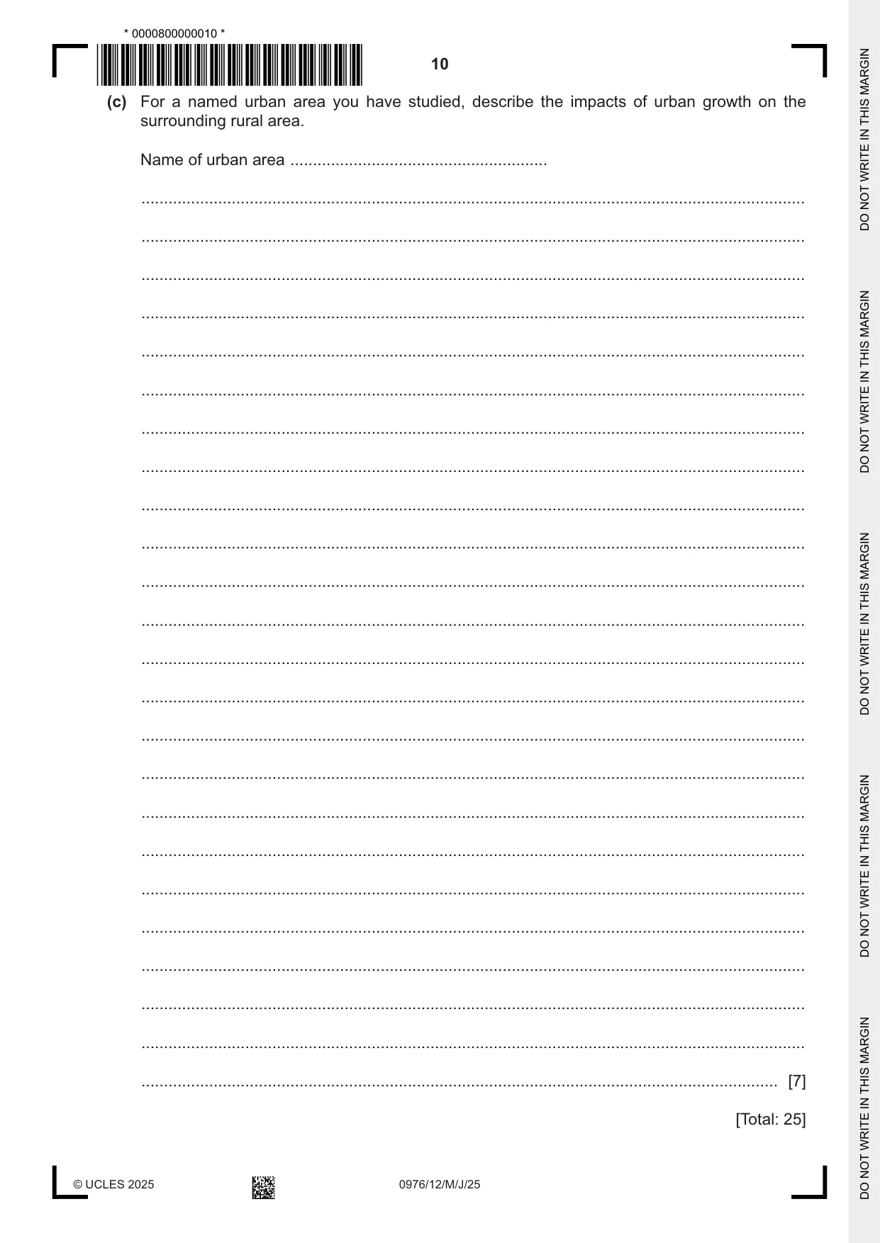 Cambridge IGCSE Geography (9-1) 0976 2025 May/June Paper 1 · Variant 2 question paper, page 10 of 36