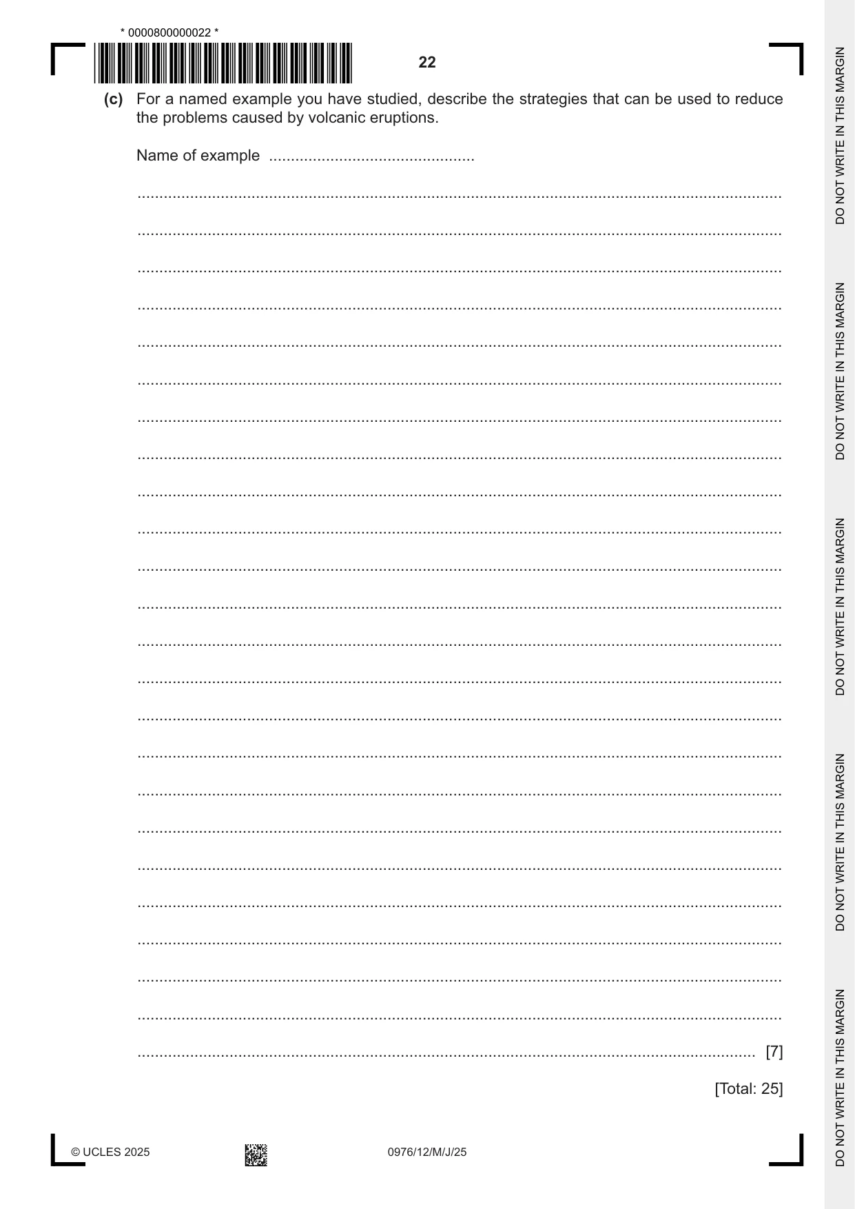 Cambridge IGCSE Geography (9-1) 0976 2025 May/June Paper 1 · Variant 2 question paper, page 22 of 36