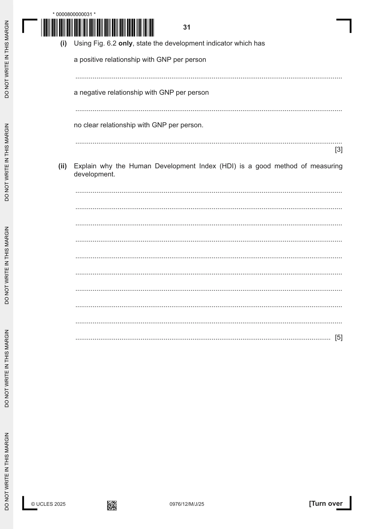 Cambridge IGCSE Geography (9-1) 0976 2025 May/June Paper 1 · Variant 2 question paper, page 31 of 36