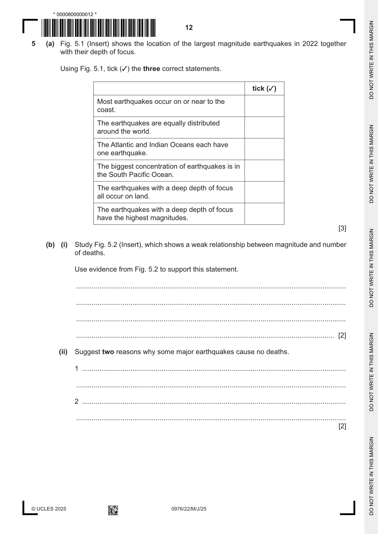 Cambridge IGCSE Geography (9-1) 0976 2025 May/June Paper 2 · Variant 2 question paper, page 12 of 20