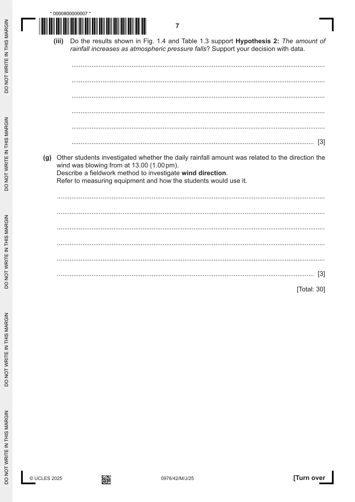 Cambridge IGCSE Geography (9-1) 0976 2025 May/June Paper 4 · Variant 2 question paper, page 7 of 16
