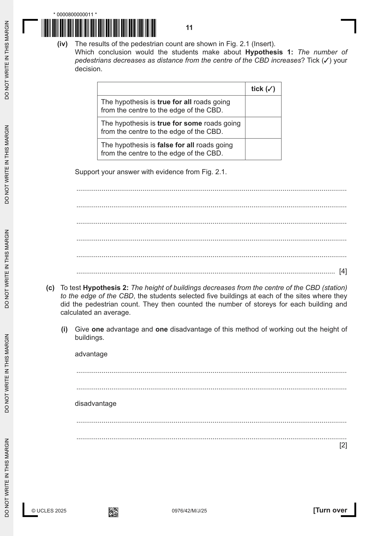 Cambridge IGCSE Geography (9-1) 0976 2025 May/June Paper 4 · Variant 2 question paper, page 11 of 16
