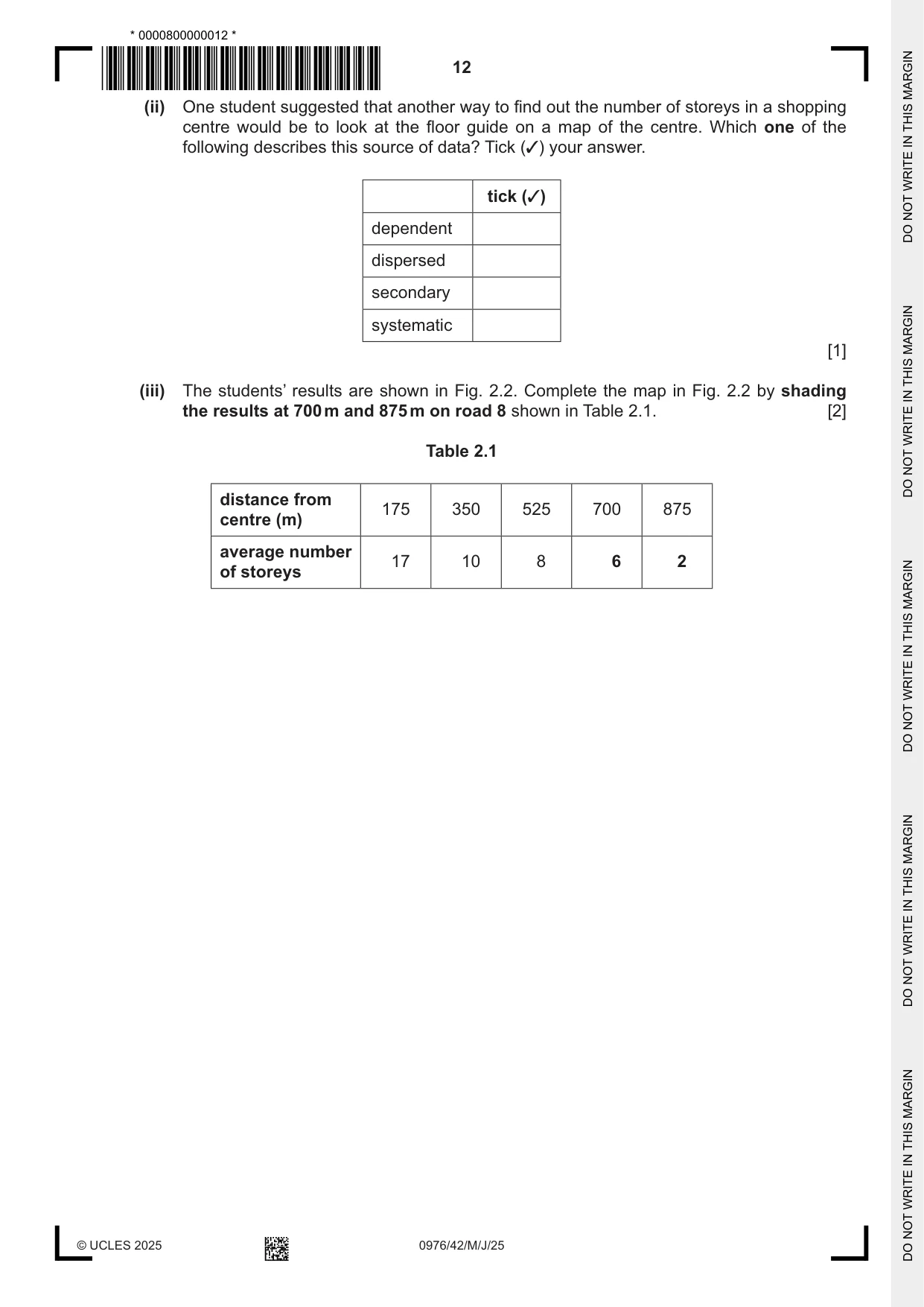 Cambridge IGCSE Geography (9-1) 0976 2025 May/June Paper 4 · Variant 2 question paper, page 12 of 16